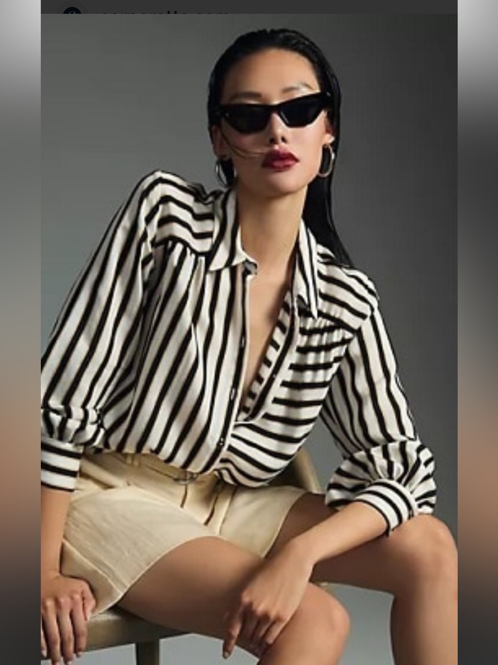Anthropologie Maeve Black And Cream Striped Shirt